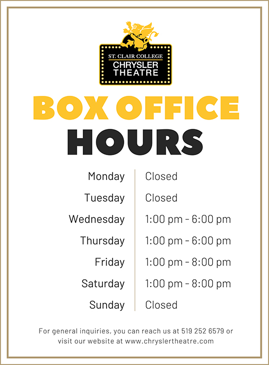 Chrysler Theatre Box Office Holiday Hours